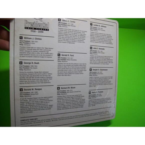 Sunoco Set Of 10 Different USA Presidents Coins On Display Holder Card 2000 - Picture 6 of 7